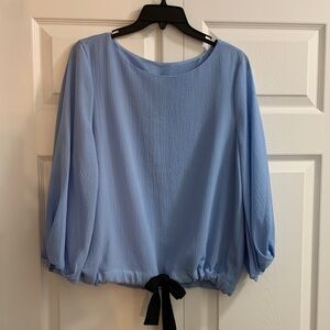 Calvin Klein Light Blue Blouse with Black Bow